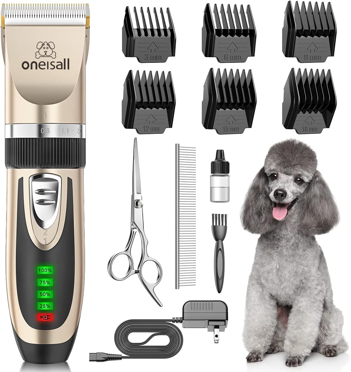oneisall Dog Grooming Clippers with LED Display for Dogs & Cats