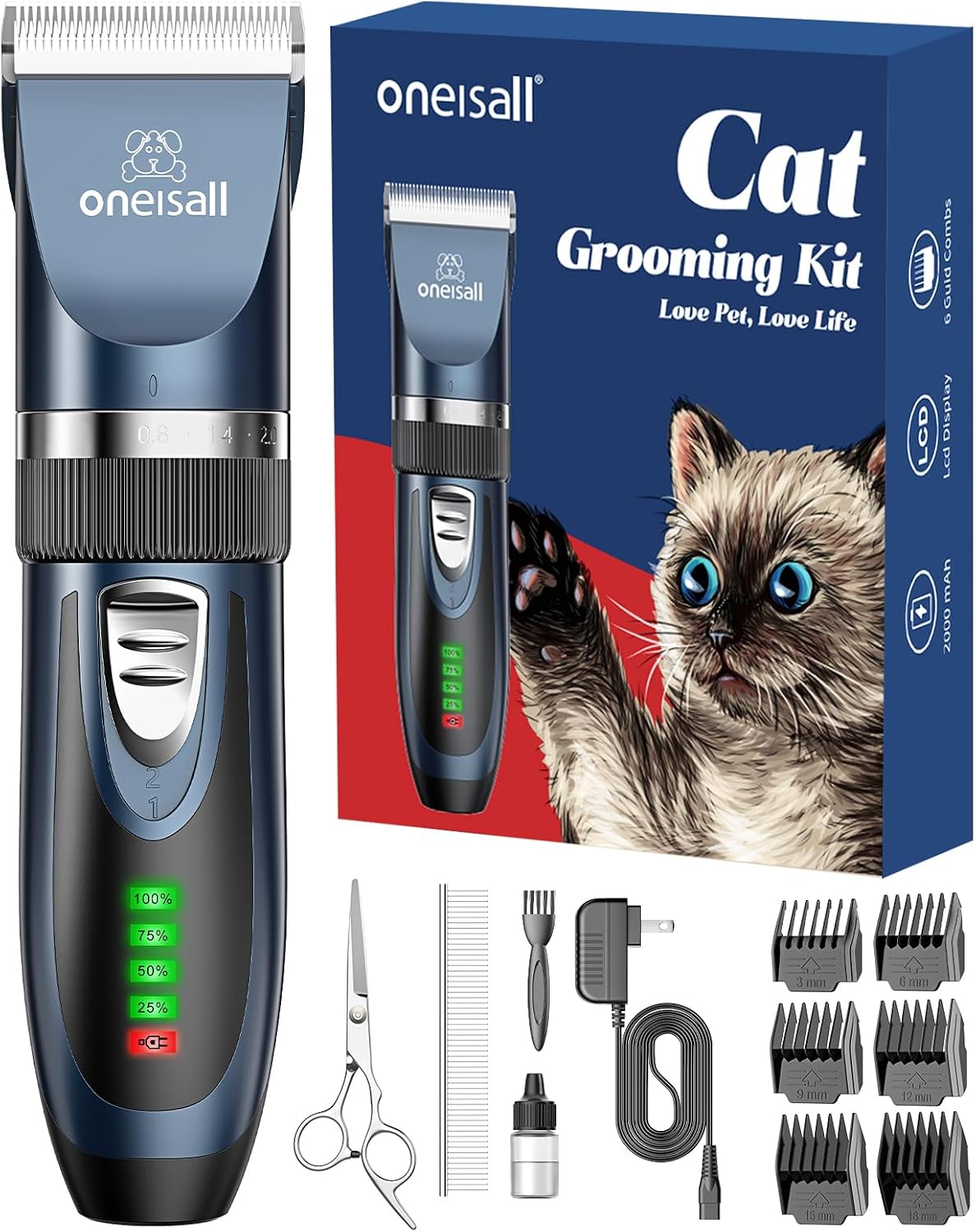 oneisall Quiet Cat Clippers for Matted Hair &amp; Long Hair, Cat Shaver