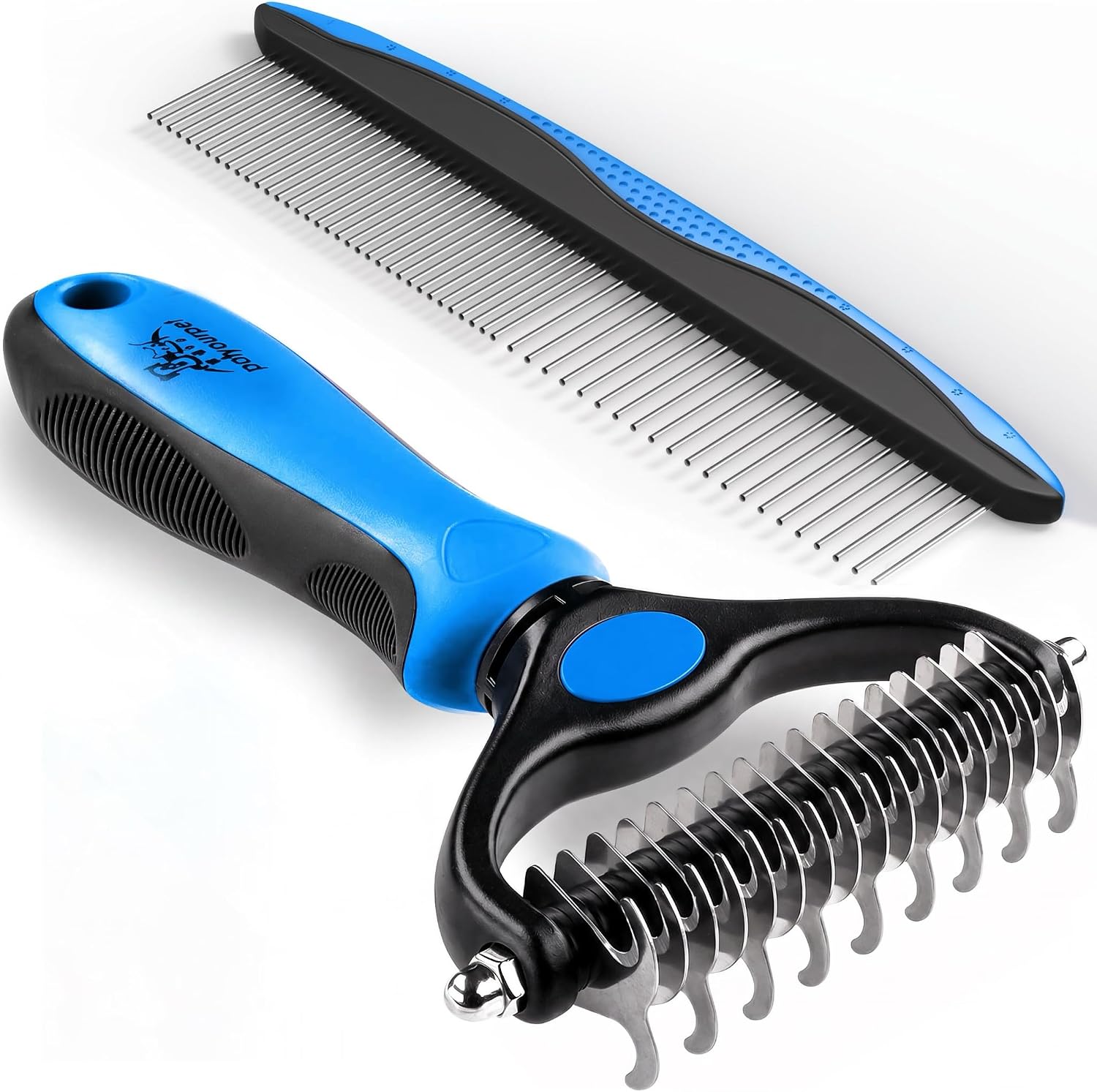 Pat Your Pet Deshedding Brush &amp; Metal Comb Grooming Combo
